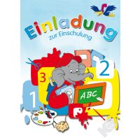 Einladungskarten zum Schulanfang - 5 Doppelkarten mit...
