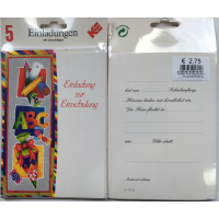Einladungskarten zum Schulanfang - 5 Doppelkarten mit...