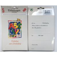 Einladungskarten zum Schulanfang - 5 Doppelkarten mit...