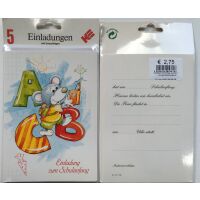 Einladungskarten zum Schulanfang - 5 Doppelkarten mit...