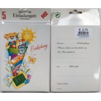 Einladungskarten zum Schulanfang - 5 Doppelkarten mit...