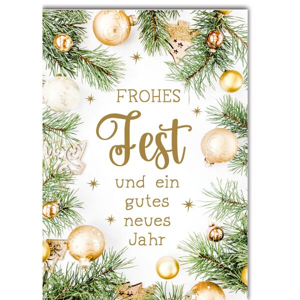 Weihnachten Kugeln, Zweige frohes Fest Weihnachtskarte mit Umschlag