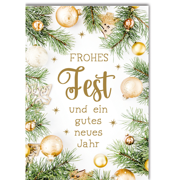 Weihnachten Kugeln, Zweige frohes Fest Weihnachtskarte mit Umschlag