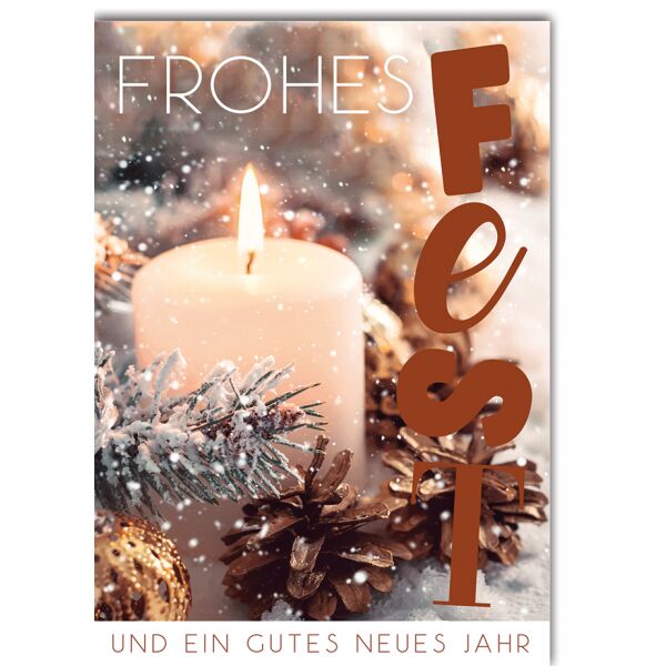 Weihnachten Kerze, Zapfen frohes Fest Weihnachtskarte mit Umschlag