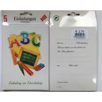 Einladungskarten zum Schulanfang - 5 Doppelkarten mit...