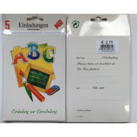 Einladungskarten zum Schulanfang - 5 Doppelkarten mit...