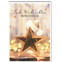 Weihnachten Holzstern mit Mütze Weihnachtskarte mit...