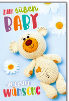 Baby - Karte mit Umschlag - Strickbär - plastikfrei...