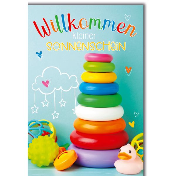 Geburt Baby Freudiges Ereignis Karte mit Umschlag Turm aus Babyringen