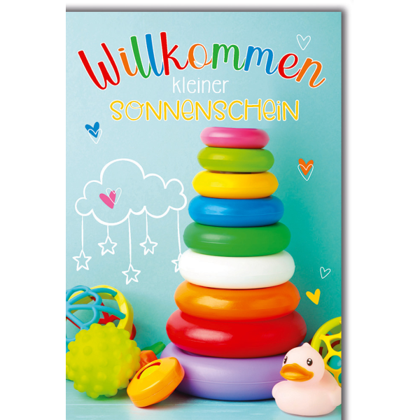 Geburt Baby Freudiges Ereignis Karte mit Umschlag Turm aus Babyringen