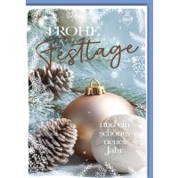 Weihnachten Silber blau Zapfen Kugel Weihnachtskarte mit...