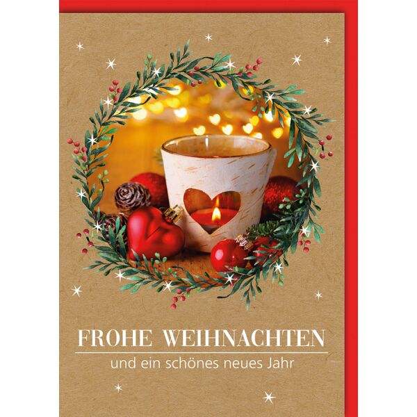 Weihnachten Kerze im Glas Weihnachtskarte mit Umschlag Frohe Weihnachten schönes neues Jahr
