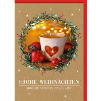 Weihnachten Kerze im Glas Weihnachtskarte mit Umschlag...