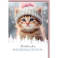 Weihnachten Katze mit Mütze Weihnachtskarte mit...