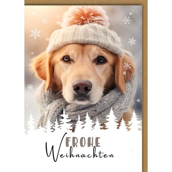 Weihnachten Hund mit Schal Weihnachtskarte mit Umschlag Frohe Weihnachten