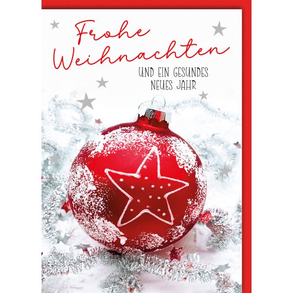 Weihnachten Rote Weihnachtskugel Weihnachtskarte mit Umschlag Frohe Weihnachten gesundes neues Jahr