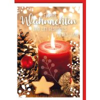 Weihnachten Brennende rote Kerze Weihnachtskarte mit...