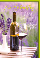 Geburtstag - Karte mit Umschlag - Rotwein und Lavendel -...