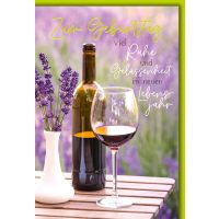 A Geburtstag Karte mit Umschlag Rotwein und Lavendel...