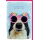 Geburtstag Karte mit Umschlag Hund mit pinker Brille plastikfrei unverpackt