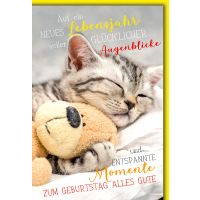 Geburtstag Karte mit Umschlag Kätzchen und Bär