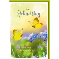 Geburtstag Karte mit Umschlag Gelbe Schmetterlinge