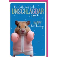 Geburtstag Karte mit Umschlag Boxender Hamster