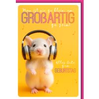 Geburtstag Karte mit Umschlag Maus mit Kopfhörern