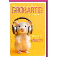 Geburtstag Karte mit Umschlag Maus mit Kopfhörern