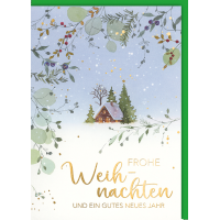 Weihnachten Zeichnung Haus im Schnee Weihnachtskarte mit...