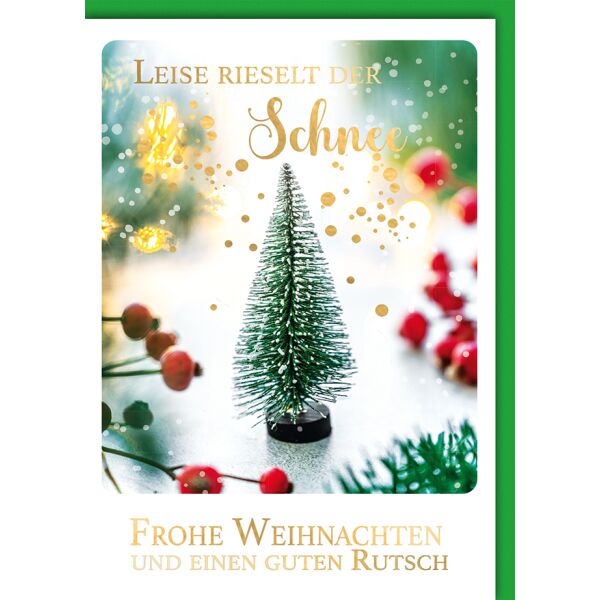 Weihnachtskarte mit Umschlag Leise rieselt der Schnee