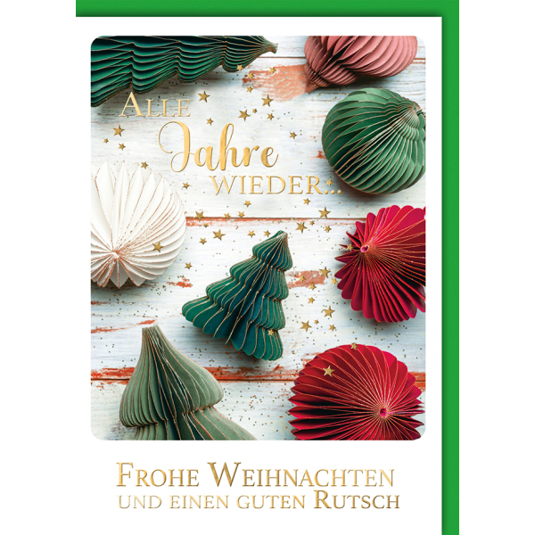 Weihnachtskarte Mit Einhorn – Silber Glänzend, Mit Umschlag, 11,5x17 Cm, In Frankreich Hergestellt