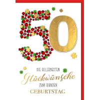 50. Geburtstag Karte mit Umschlag Marienkäfer...