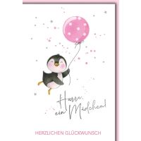 Geburt Baby Freudiges Ereignis Karte mit Umschlag Pinguin...