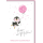 Geburt Baby Freudiges Ereignis Karte mit Umschlag Pinguin mit rosa Luftballon