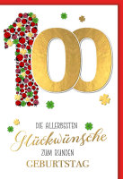 100. Geburtstag - Karte mit Umschlag - Marienkäfer