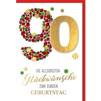 90. Geburtstag Karte mit Umschlag Marienkäfer