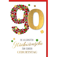 90. Geburtstag Karte mit Umschlag Marienkäfer