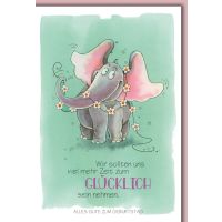Geburtstag Karte mit Umschlag Elefant mit Blumenranke,...