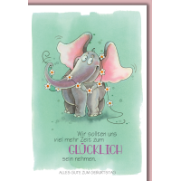 Geburtstag Karte mit Umschlag Elefant mit Blumenranke,...