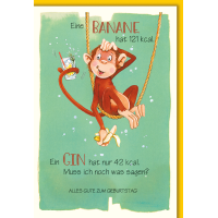 Geburtstag Grußkarte mit Umschlag Affe mit Drink,...