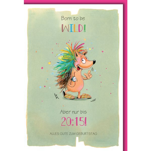 Geburtstag Karte mit Umschlag Bunter Igel, gezeichnet