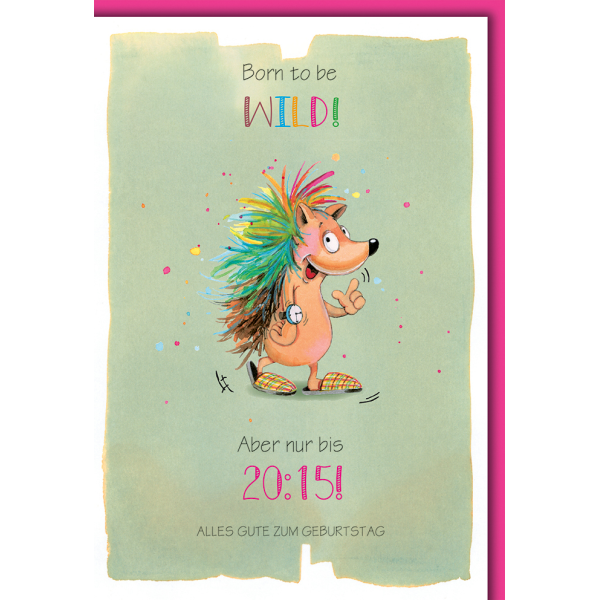 Geburtstag Karte mit Umschlag Bunter Igel, gezeichnet
