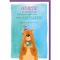 Geburtstag Karte mit Umschlag Bär mit Geschenk,...