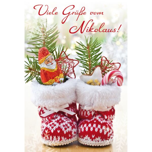 Nikolaus Glückwunschkarte mit Briefumschlag Viele Grüße vom Nikolaus Nikolausschuhe