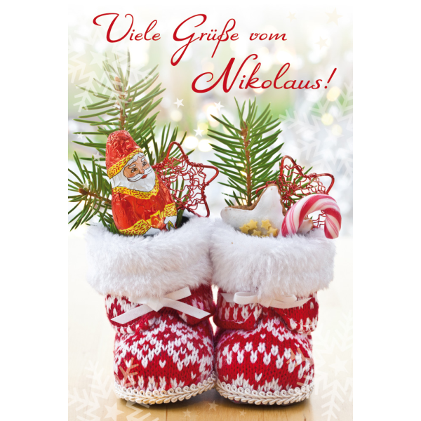 Nikolaus Glückwunschkarte mit Briefumschlag Viele Grüße vom Nikolaus Nikolausschuhe
