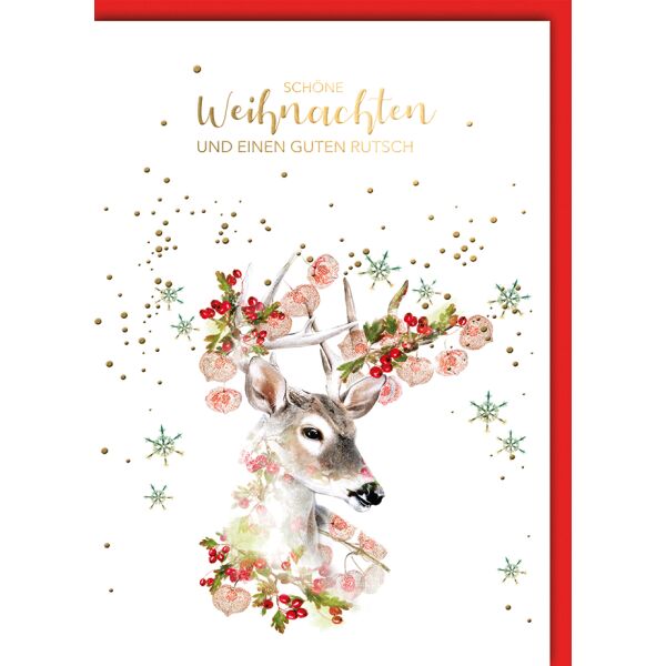 Weihnachten Hirsch geschmückt Weihnachtskarte mit Umschlag