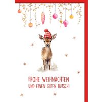 Weihnachten Reh Kitz mit Mütze Weihnachtskarte mit...