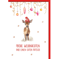 Weihnachten Reh Kitz mit Mütze Weihnachtskarte mit...