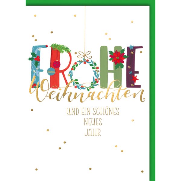 Weihnachten Frohe Weihnachten geschmückt Weihnachtskarte mit Umschlag und schönes neues Jahr